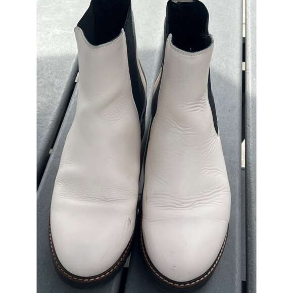 Anthropologie Dale Chelsea Women White Leather Platform Ankle Boots Size 40(9.5) - Picture 2 of 13